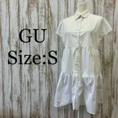 ジーユー❤️ティアードミニシャツワンピース　チュニック　白　ホワイト　S