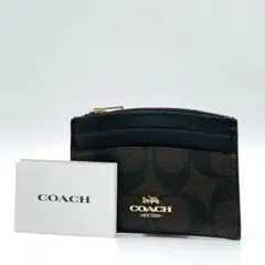 極美品 COACH コインカードケース PVC シグネチャー ブラウン　m670