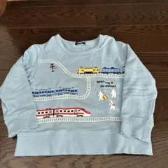 クレードスコープ　水色 電車イラスト トレーナー 110センチ