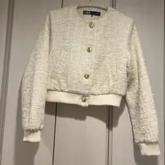 ZARA アイボリー　クロップドジャケット