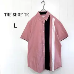 THE SHOP TK ボタンダウン半袖シャツ ストライプ 切り替え おしゃれLのサムネイル