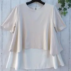 美品MICHEL KLEIN ミッシェルクラン ティアードブラウス カットソー