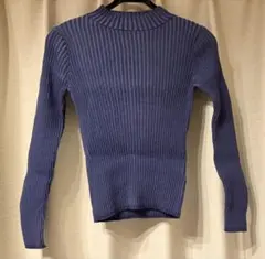 THE SHOP TK リブニット ハイネック 長袖 ブルー