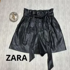 ZARA ブラックショートパンツ Sサイズ　ハイウエストフェイクレザー