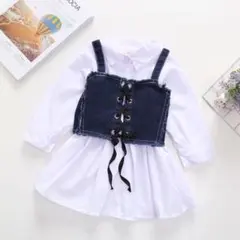 n*様 【新品未使用】シャツワンピース+デニムビスチェセット 120サイズ