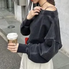 Kastane ヘビーウェイトオフショルピグメントスウェット