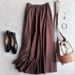 美品▲Spick&Spanスピックアンドスパン/コットンナイロン フレアスカート