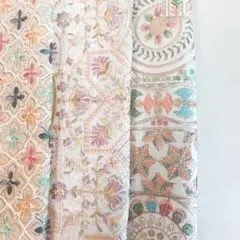 【20×20】インド刺繍生地 お試しセット はぎれ 布 生地 小物 ハンドメイド