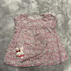 【美品】ファミリア　花柄ウサギ刺繍Tシャツ