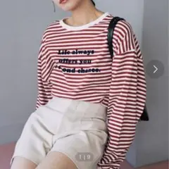 フリークスストア　フロッキー プリント カラー ボーダー ロングスリーブTシャツ