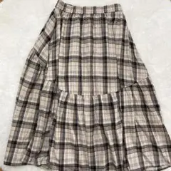 新品タグ無し Avail Denifitsチェック柄ティアードロングスカート4L