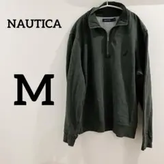 NAUTICA【M】ダークグリーン ハーフジップ トレーナー 緑
