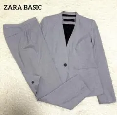ZARA◆セットアップ◆パンツ◆スーツ◆ライトグレー◆千鳥◆ノーカラー◆M◆大