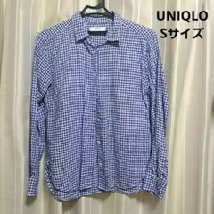 UNIQLO プレミアムリネンチェックシャツ 長袖 ブルー