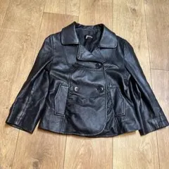 Jeune レディース　ブラックレザー ダブルブレストジャケット
