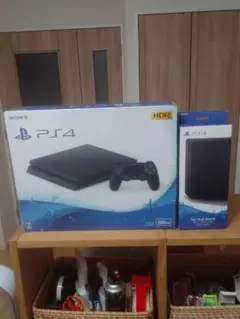 「あーす専用」PS4 ジェット・ブラック 500GB + 縦置きスタンド 純正品