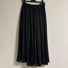 【23区】一部店舗限定/洗える クレープシフォンフレアスカート ブラックのサムネイル