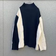 2936【HEENIE HEENIE】バイカラーリブ編みハイネックセーター