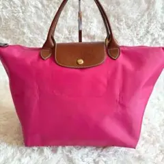 ✨限定色✨ロンシャン プリアージュ M ハンドバッグ ナイロン レザー ピンク