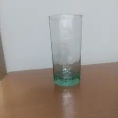 花瓶 ガラス製 八角形 透明緑色 約16cm