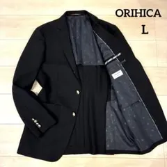極美品✨ORIHICA テーラードジャケット 紺ブレ 銀ボタン 背抜き 伸縮 L