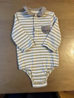 アプレレクール　ストライプロンパース（長袖・ポケット付き）