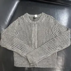 H&M リブ編み ジップアップセーター XS グレー