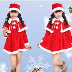新品未使用 サンタ コスプレ クリスマス 帽子 ポンチョ付 女の子 100