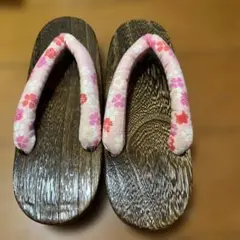 木製草履 ピンク花柄 23.0-25.0cm