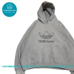 アディダス　スウェット　パーカー　トレフォイル　万国旗　刺繍　センターロゴ　L
