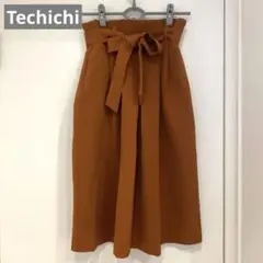 テチチ　ブラウン オレンジ　スカート ウエストリボン付き