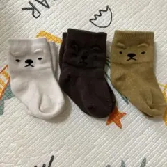ベビー靴下 3足セット 動物デザイン　くま　クマ柄　7-9㎝　新生児
