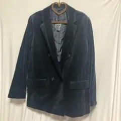 gu ネイビー ベルベット ダブルブレストジャケット