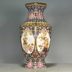 粉彩描金の花鳥六角尊瓶 景徳鎮 陶磁器 装飾品 現代工芸品 美術品 置物 粉彩描金の花鳥六角尊瓶 景徳鎮 陶磁器 装飾品 現代工芸品 美術品 置物