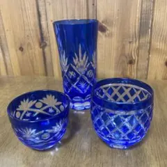 キリコグラス　ぐい呑み一口ビールグラス3点セット