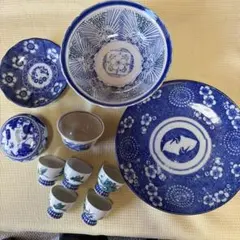 レトロ　印判など　皿・鉢・お猪口・湯呑み・入れ物　まとめて