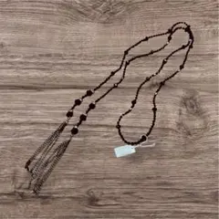 ブラック ビーズ ロングネックレス