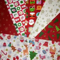 116　クリスマス 柄 プリント 生地　はぎれ　カットクロスセット　まとめ売り