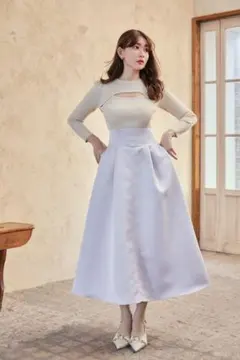 【試着のみ】High Waist Satin Volume Skirt