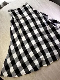 値下げ❣️美品　スカート レーヨン/麻 ギンガムチェック フレア　ロングのサムネイル