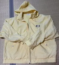 フード付き　黄ナイロンジャンパー　Ｌサイズ フード取り外し可