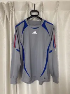 adidas グレー/ブルー ゲームシャツ　灰色　S
