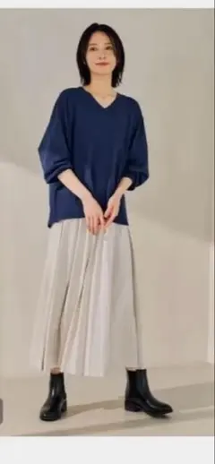 OPAQUE CLIPフェイクスウェードプリーツスカート静電気防止加工洗濯機OK