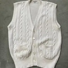 field brothers ニットベスト　ニット　ベスト　白　綿　麻
