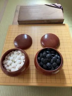 囲碁セット 黒白石 木製容器 - メルカリ