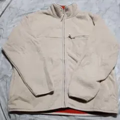 OEB Sportsヴィンテージフリースジャケットフルジップベージュ×レッドLL