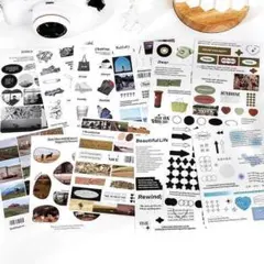 602069 ステッカー 4点 コラージュ素材 紙モノ 手紙 日常 風景 セット