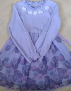 (中古) 130 長袖 ワンピース 花柄 ドレス みたい ラプンツェル 好きな