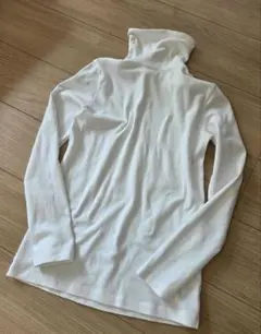 無印良品　起毛フライス編みタートルネック長袖Ｔシャツ婦人Ｍ・白