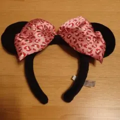 Disney ディズニー☆ミニーマウス ピンクヒョウ柄カチューシャ